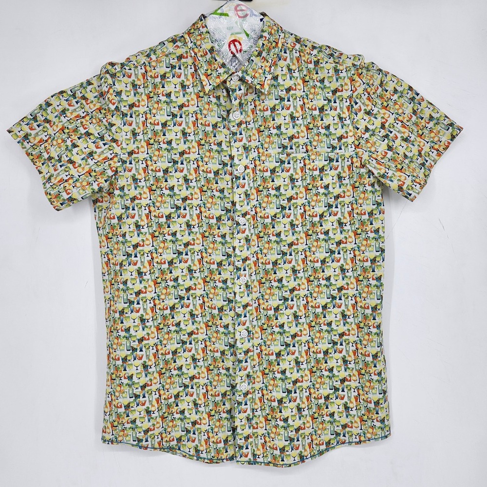 Projek Raw Shirt Mens Medium Cocktails Drinks AOP Short Sleeve Performance